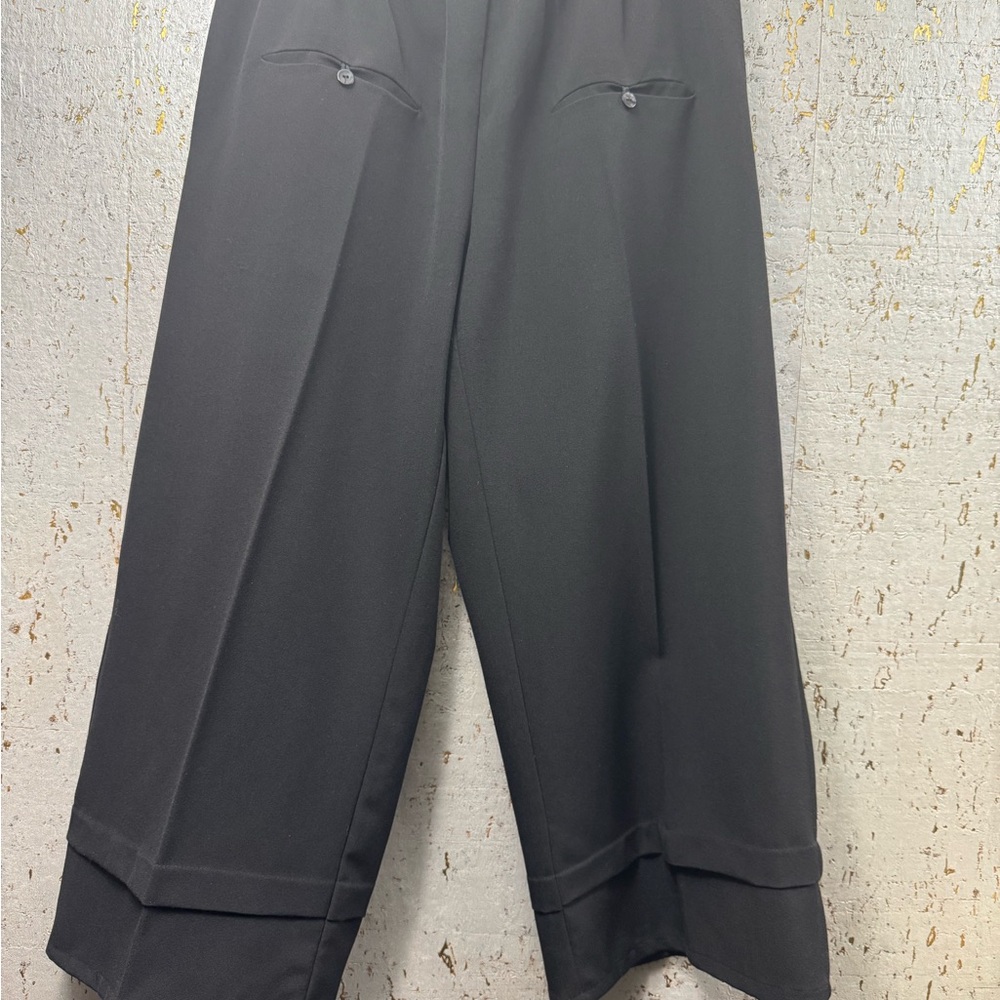 Staple Black Elastic-Waist Chiffon Wide-Leg Capri Palazzo Pants